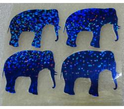 4 Bügelpailletten Elefanten hologramm blau